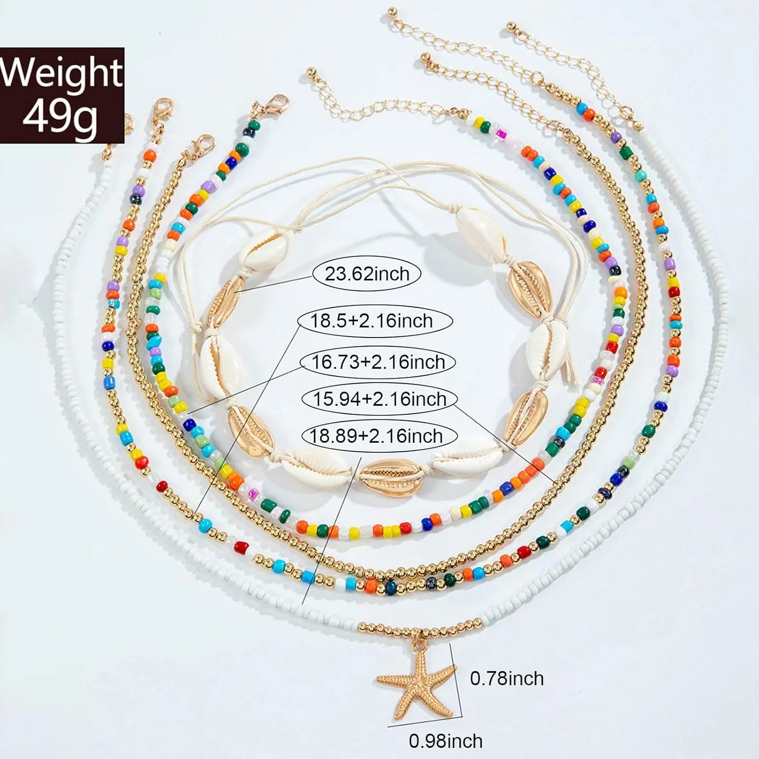 YANCHUN Shell Necklace Beach Jewelry for Women Sea Shell Necklace Layered Gold Shell Charm Necklaces Summer Outfits fwomen Beach Fashion 2025
