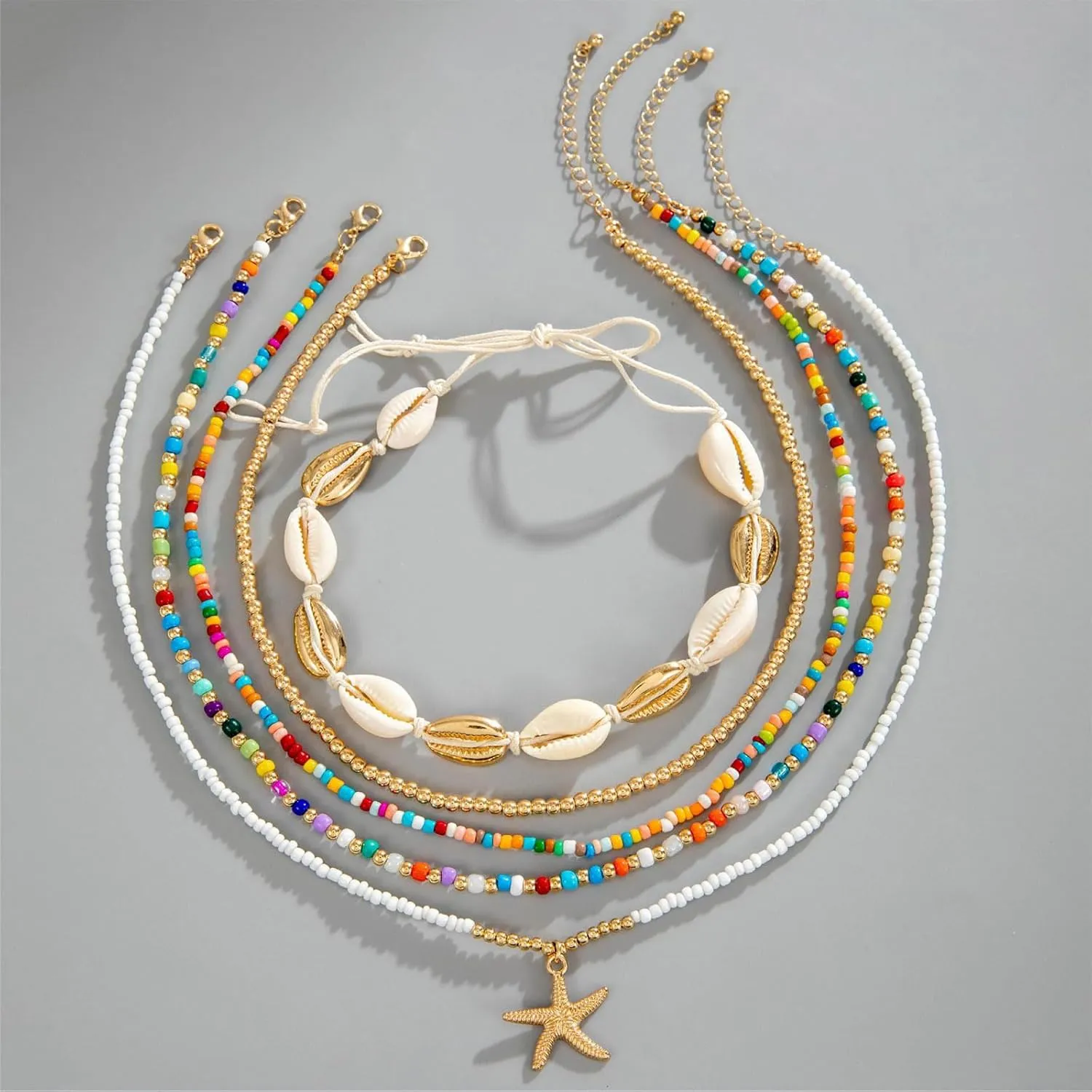 YANCHUN Shell Necklace Beach Jewelry for Women Sea Shell Necklace Layered Gold Shell Charm Necklaces Summer Outfits fwomen Beach Fashion 2025
