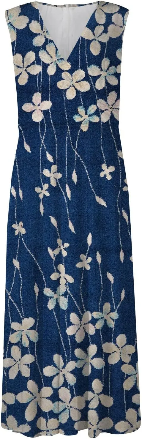 Yesunpxs Summer Dresses for Women 2024 Wrap V Neck Flowy Ruched Maxi Dress Sleeveless Printed Beach Dresses Boho Sundresses