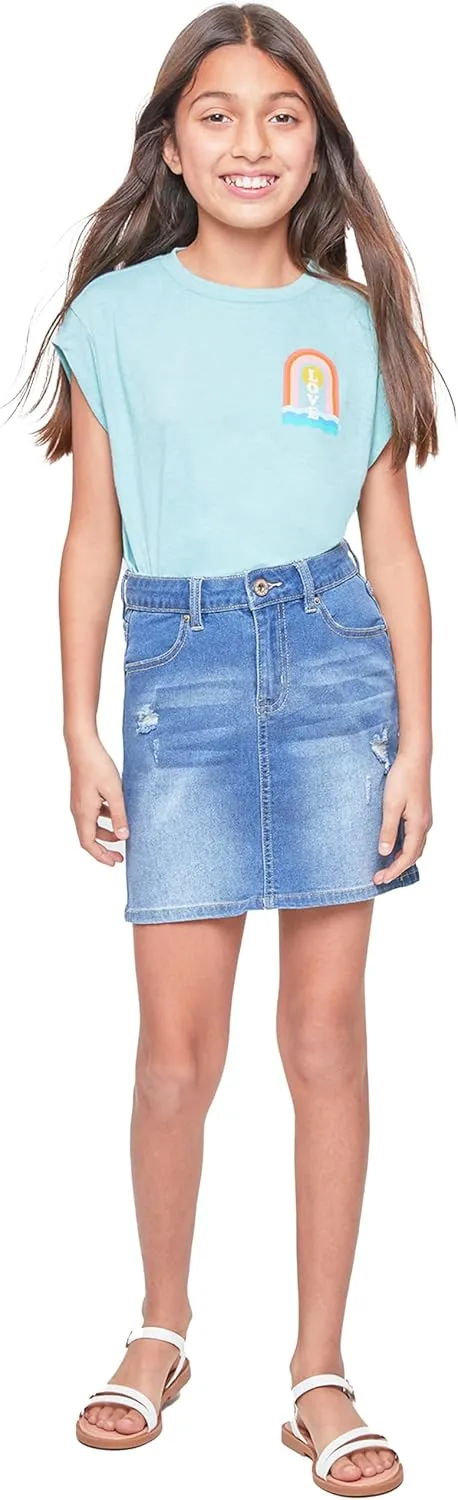 YMI Girls High-Rise Essential Denim Skirt