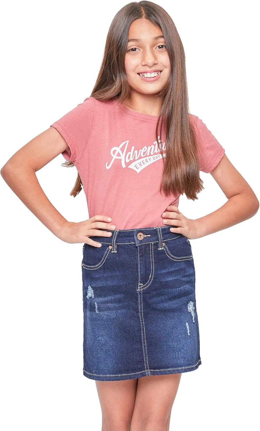 YMI Girls High-Rise Essential Denim Skirt