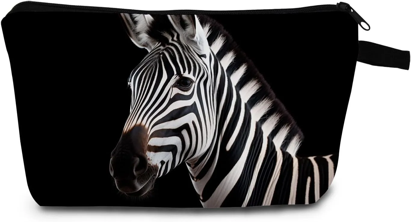 Zebra Makeup Bag for Women Travel Cosmetic Organizer Bag Teacher Appreciation Gifts Small Zipper Toiletry Bag