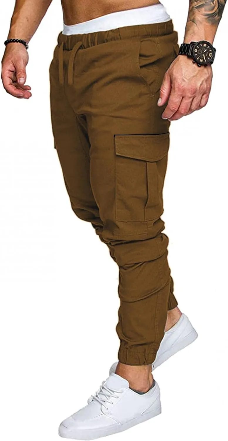ZHUER Men's Cargo Pants Casual Joggers Pants Stretch Drawstring Sweatpants Cotton Chino Pants Slim Fit Gym Workout Pants