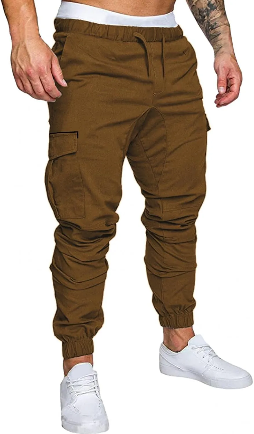 ZHUER Men's Cargo Pants Casual Joggers Pants Stretch Drawstring Sweatpants Cotton Chino Pants Slim Fit Gym Workout Pants