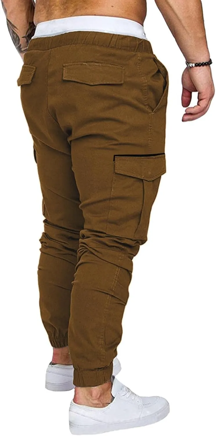 ZHUER Men's Cargo Pants Casual Joggers Pants Stretch Drawstring Sweatpants Cotton Chino Pants Slim Fit Gym Workout Pants