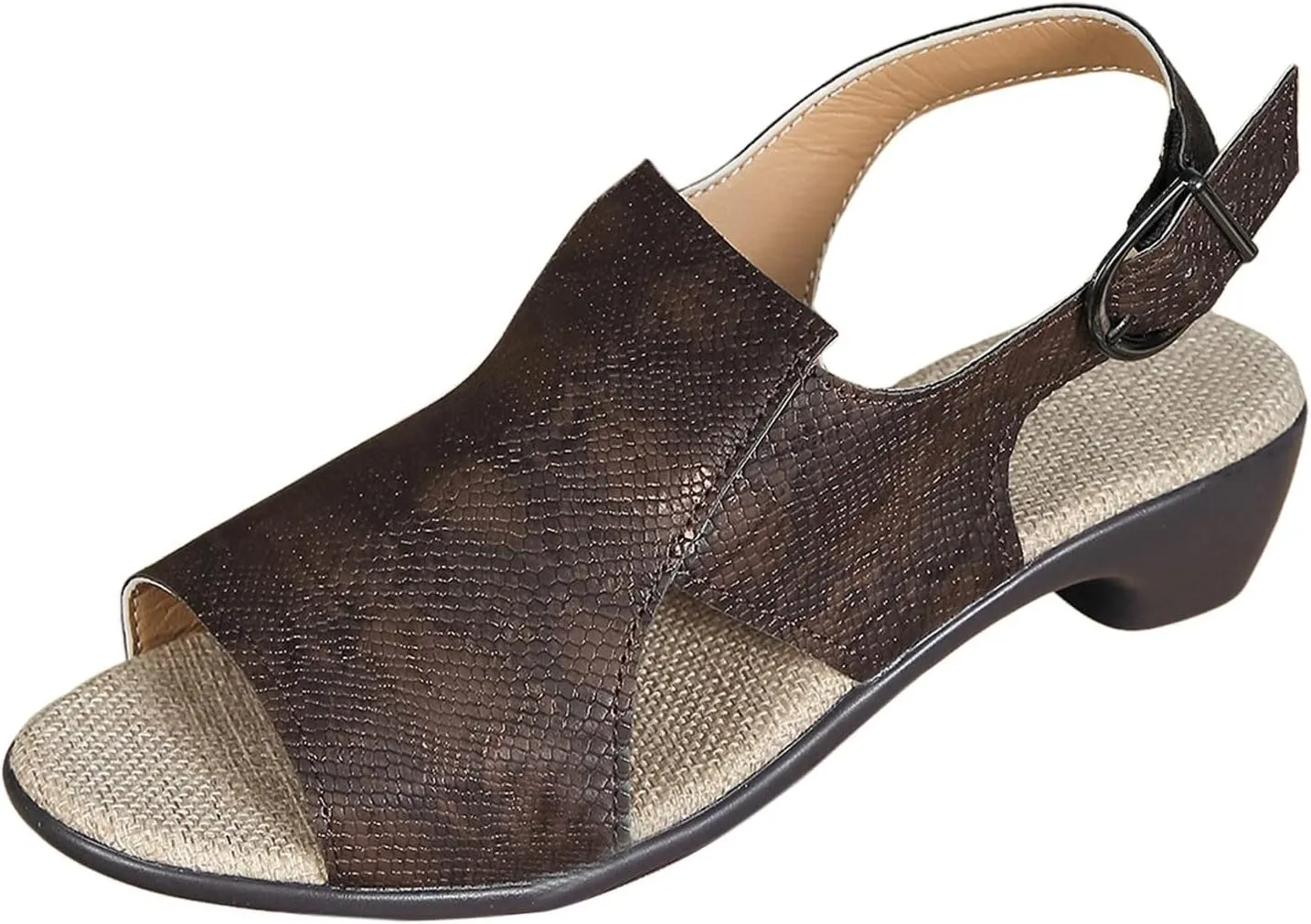 ZSpzx Summer Sandals For Women 2025,Women's Ankle Strap Sandal Dressy Ladies Snakeskin Casual Comfortable Strappy Platform Orthopedic Womens Open Toe Chunky Heel Block Dress Shoes For Daily Wear