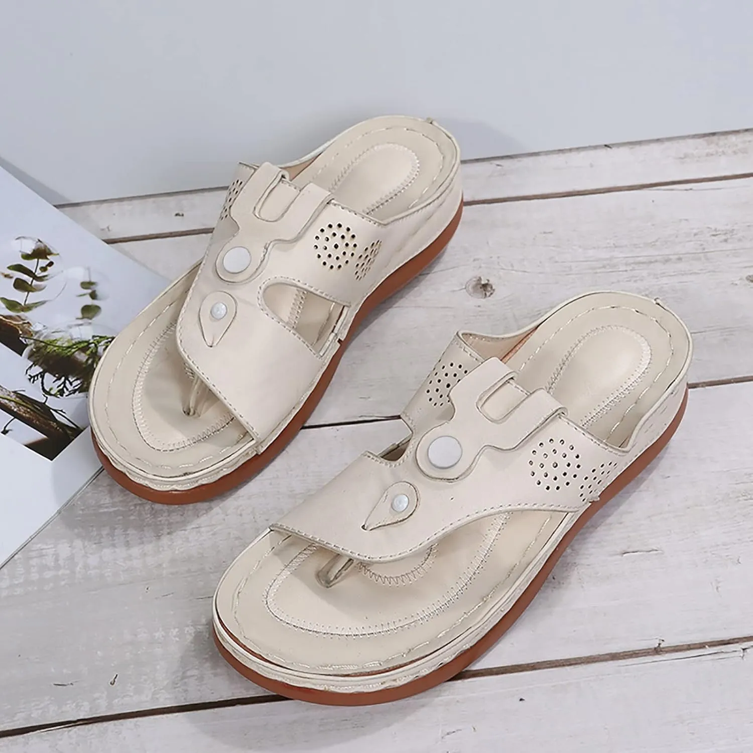 ZSpzx Wedge Sandals For Women 2025,Women's Slide Sandals,Arch Support Flip Flops Thong Slippers Sandals Comfortable Summer Casual Beach Shoes Orthopedic Open Toe Dressy Slip on Walking Shoes