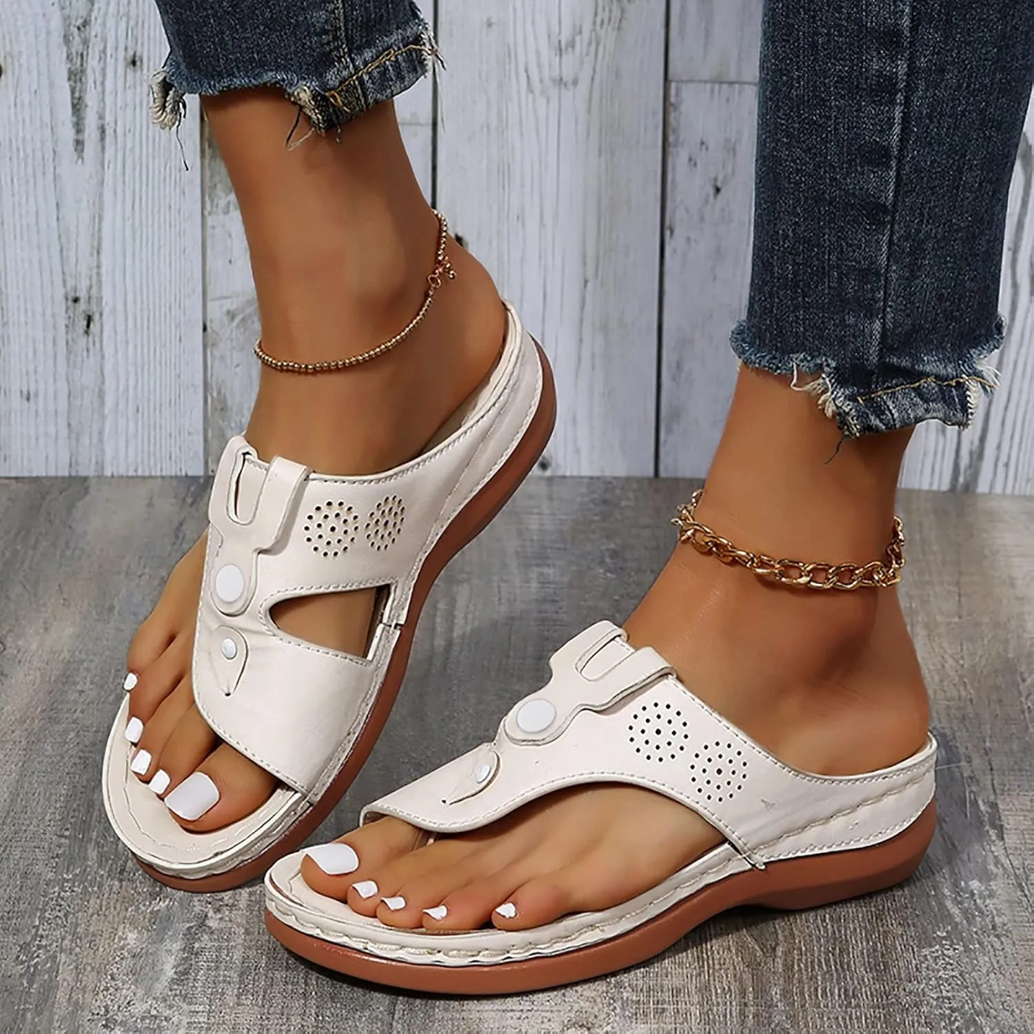ZSpzx Wedge Sandals For Women 2025,Women's Slide Sandals,Arch Support Flip Flops Thong Slippers Sandals Comfortable Summer Casual Beach Shoes Orthopedic Open Toe Dressy Slip on Walking Shoes