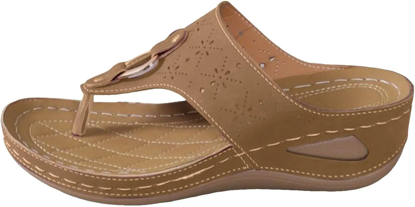ZSpzx Women's Slide Sandals,Wedge Sandals for Women 2025 Dressy Summer Open Toe Slip on Sandalias Comfortable Slides Slippers Metal Lightweight Memory Foam Plantar Fasciitis Walking Beach Shoes