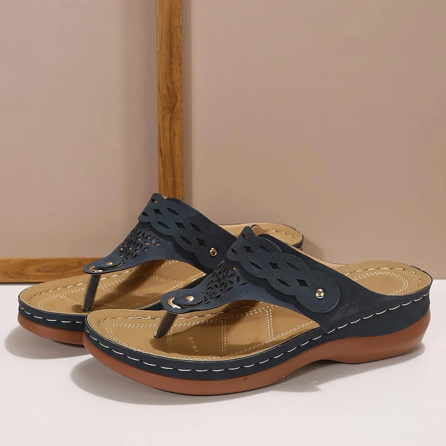 ZSpzx Women's Slide Sandals,Wedge Sandals for Women 2025 Dressy Summer Orthopedic Sandals Foot Arch Support Orthotic Comfortable Open Toe Flip Flops Casual Slip On Footwear Bunion Walking Shoes