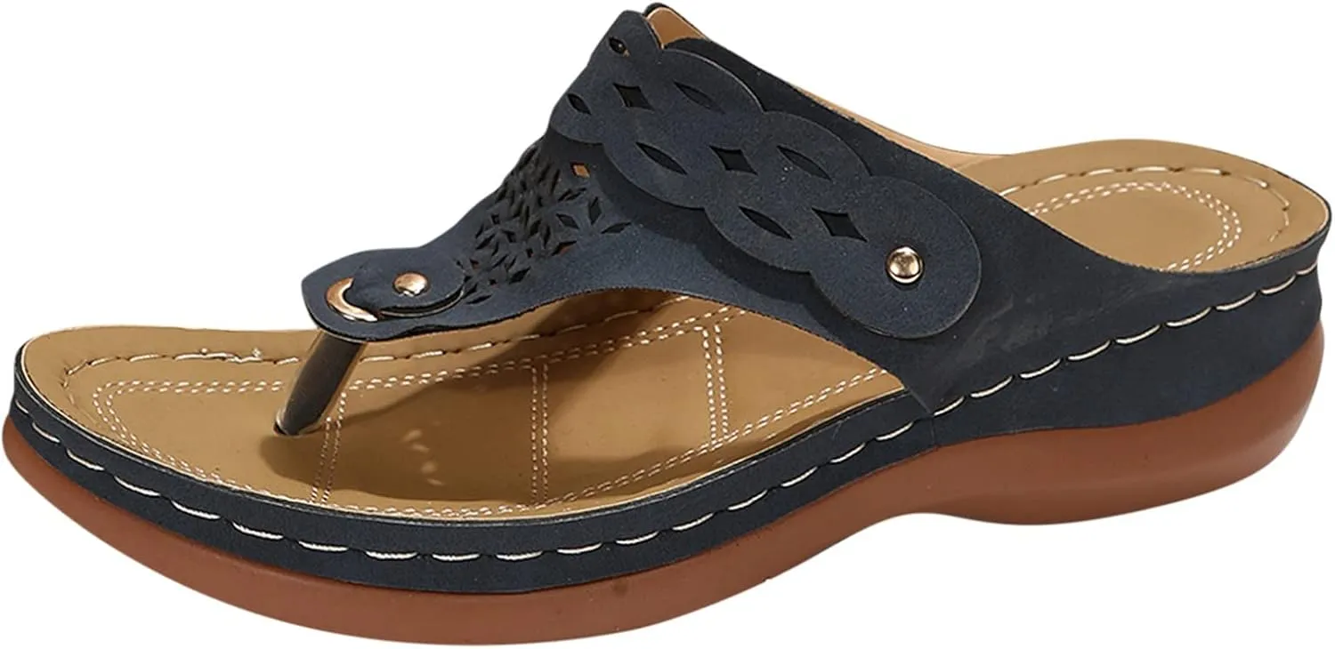 ZSpzx Women's Slide Sandals,Wedge Sandals for Women 2025 Dressy Summer Orthopedic Sandals Foot Arch Support Orthotic Comfortable Open Toe Flip Flops Casual Slip On Footwear Bunion Walking Shoes